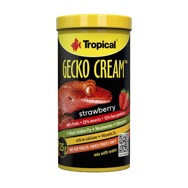 טרופיקל TROPICAL GECKO CREAM Strawberry אבקת מזון לשממיות באנר