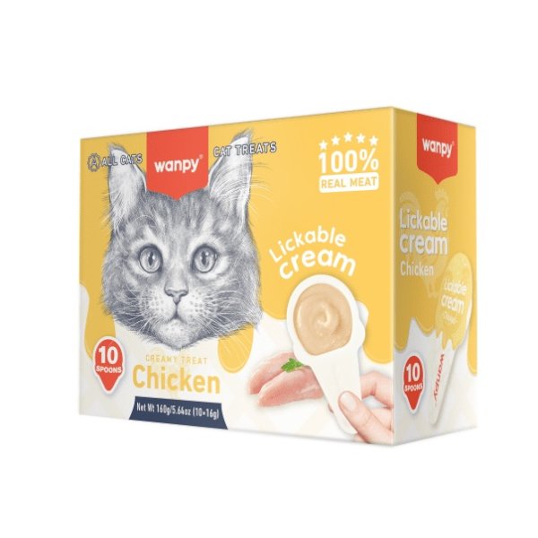 Wanpy וואנפי חטיף ליקוק בכפית לחתולים בטעם עוף 10 יח במארז באנר