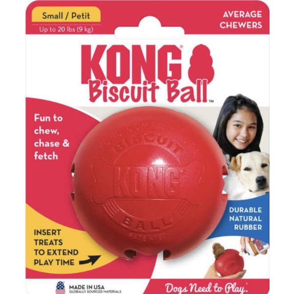 צעצוע כדור KONG Biscuit ball עמיד עם פתחים למילוי באנר